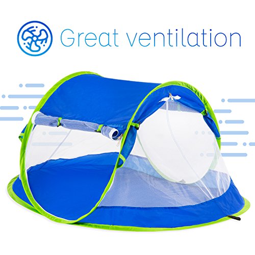 Campela Baby Travel Beach Tent for Infant and Babies - Mosquito Net and Sunshade Portable Newborn Crib Baby Bed Dome Pop up Sun Shelter Anti UV Sun Protection Factor 96.6% - Thumbnail 4