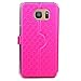 S7 Edge Case, Galaxy S7 Edge Case, ArtMine Quilted Plain Color Window View Function PU Leather Flip Folio Book Style Card Slots Kickstand Wallet Phone Case for Samsung Galaxy S7 Edge -Hot Pink