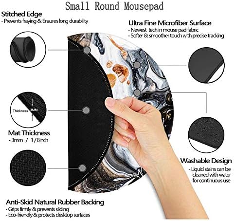 Nakapa Round Mouse Pad,Non-Slip Rubber Base Mousepad 7.9x7.9 inches Mouse Mat for Working Gaming Laptop and Computer (Marble Black) - Image 5