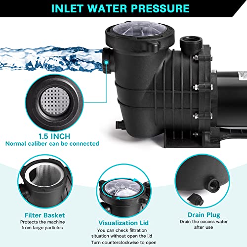 Seeutek 2.0 HP Pool Pump Above Ground And Inground,6800 GPH Powerful