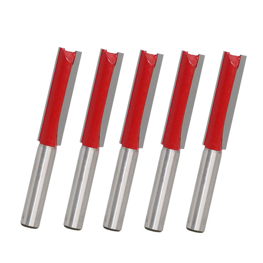 Two Flute Straight Router Bits BE-Tool 5PCS 1/2" Worktop Router Cutter Bit Kitchen Worktop Router Cutter for Woodworking Groove Chisel bits - 12.7mm Diameter Two Flute Carbide Tips