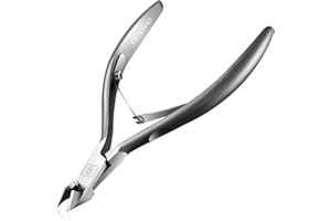 Cuticle Trimmer 3/4 Jaw Extremely Sharp Cuticle Nippers Scissors Stainless Steel Clippers Cutter Remover Pedicure Manicure Nail Tool, opove X7, Space Gray