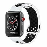 YC YANCH Greatou Compatible for Apple Watch Band 38mm,Soft Silicone Sport Band Replacement Wrist Strap Compatible for iWatch Apple Watch Series 3/2/1,Nike+,Sport,Edition,S/M,White Black