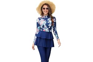 FYMNSI Muslim Burkini Swimsuits for Women Modest Islamic Swimwear Full Body Swimming Dress Tops Pants Hijab 3 Piece Rashguard