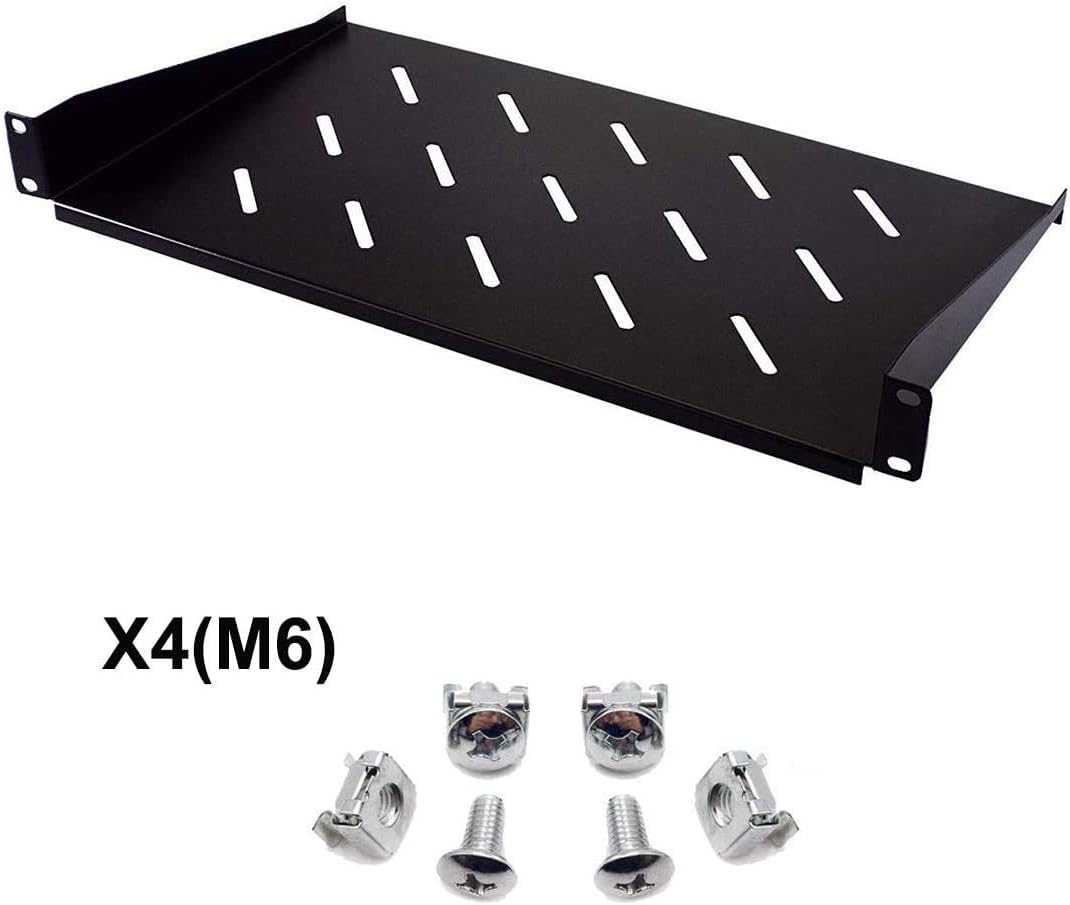 1U Vented Server Rack Mount Shelf 1U Rack Shelf Adjustable 10″ Deep