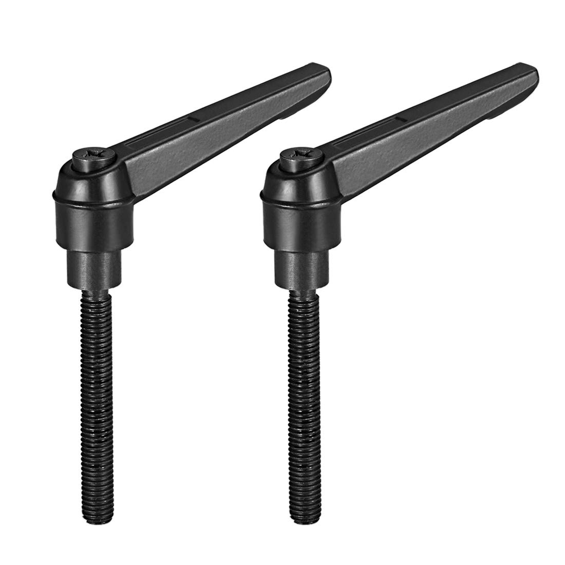 sourcing map M8 x 65mm Handle Adjustable Clamping Lever Thread Push Button Ratchet Male Threaded Stud Knobs Locking Rotating Screw Handles Quick Release Bolt Black 2pcs