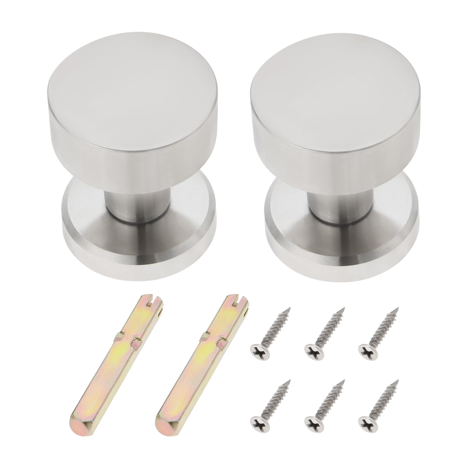 The Lord of the Tools 2pcs Bedroom Rotatable Door Handle Stainless Steel Ball Handle Keyless Hidden Lock with 8mm Lock Cylinder Screw Silver 51 x 61mm