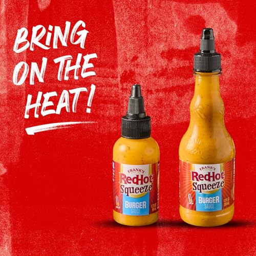 FRANK’S REDHOT BURGER SAUCE, SQUEEZE BOTTLE, CREAMY, TANGY BLEND OF DILL PICKLE JUICE, MAYO, AND FRANK’S REDHOT HEAT FOR BURGERS & MORE, 12 FL OZ