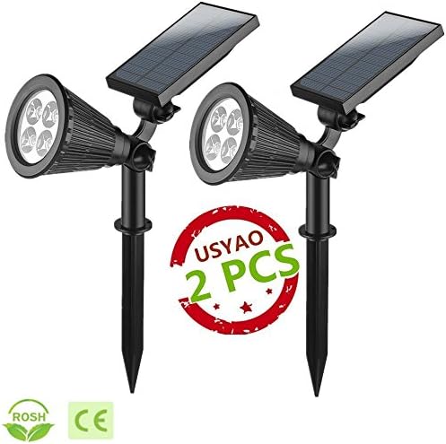 USYAO Garden Illumination Solar Spot Light, LED Light Source,Super Bright with 3 Modes Brightness,Angle Adjustment,Lighting Favor,Simple Beautiful Durable (Spot Light 004-2pcs)