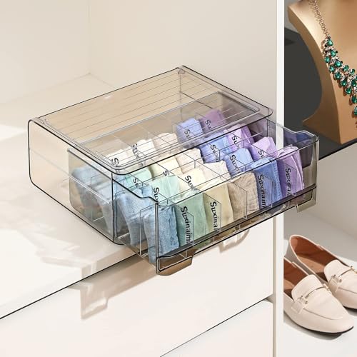 24-Cell Underwear & Sock Organizer - Stackable Drawer Divider for Bras, Ties & Belts - Closet Storage Box with Pull-Out Functionality - Multi-Item Closet Organizer Solution