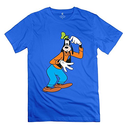 Goofy 100% Cotton T Shirt For Men RoyalBlue XL Simple Style T Shirts