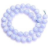 90pcs Adabele Natural Blue Lace Agate Healing Gemstone 4mm Small Round Beads Gem Stone Spacer for DIY Craft Jewelry Making GE11-4