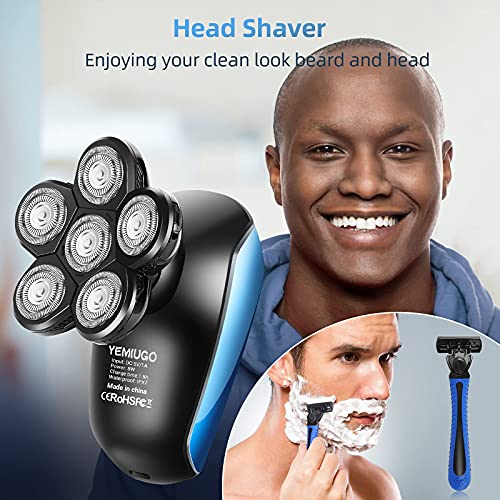 YEMIUGO Head Shaver, Cordless and Rechargeable Electric Men's Rotary