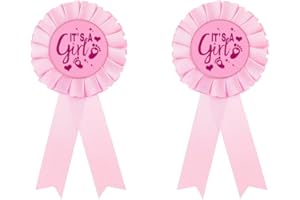 GDTO8820 Gender Reveal badge pin, Its a Girl Tinplate Badge Pin for Dad to be & Mom to be, Babyy Shower Button New Mom Gifts Gender Reveals Party Baby; Pink Rosette Button Baby Celebration, Girl Pink