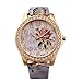 Womens Flower Watches,COOKI Unique Analog Fashion Clearance Lady Watches Female watches on Sale Casual Wrist Watches for Women,Round Dial Case Comfortable PU Leather Watch-H42 (Beige)