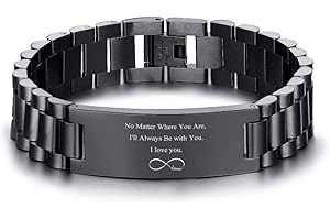VNOX Engrave Love Quote Link Bracelet for Men Husband/Boyfriend/Son/Lover/Brother/Teen Valentines Day Christmas Birthday Gifts for Him,Personalized Gifts