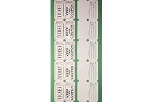 CK PRODUCTS 100 White Colored Raffle Tickets Double Roll 50/50 Carnival Fair Split The Pot One Hundred Consecutively Numbered Fundraiser Festival Event Party Door Prize Drawing Perforated Stubs