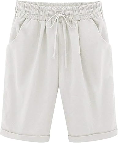 womens knee length shorts elasticated waist