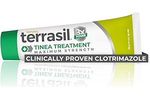 terrasil Tinea Versicolor Treatment Cream Max Strength, Antifungal Tinea Cream, Clinically Proven 1% Clotrimazole, Treats Most Ringworm & Fungal Infections, Soothing Relief of Itchy Dry Skin (.5oz)