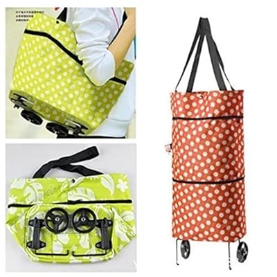 Holyfad enterprise Lightweight Shopping Trolley Wheel Folding Luggage Bag (Assorted Color and Design)