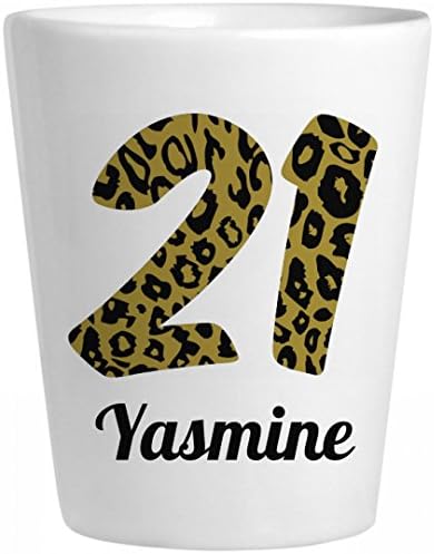 Cheetah 21st Birthday Girl Yasmine: Ceramic Shot Glass