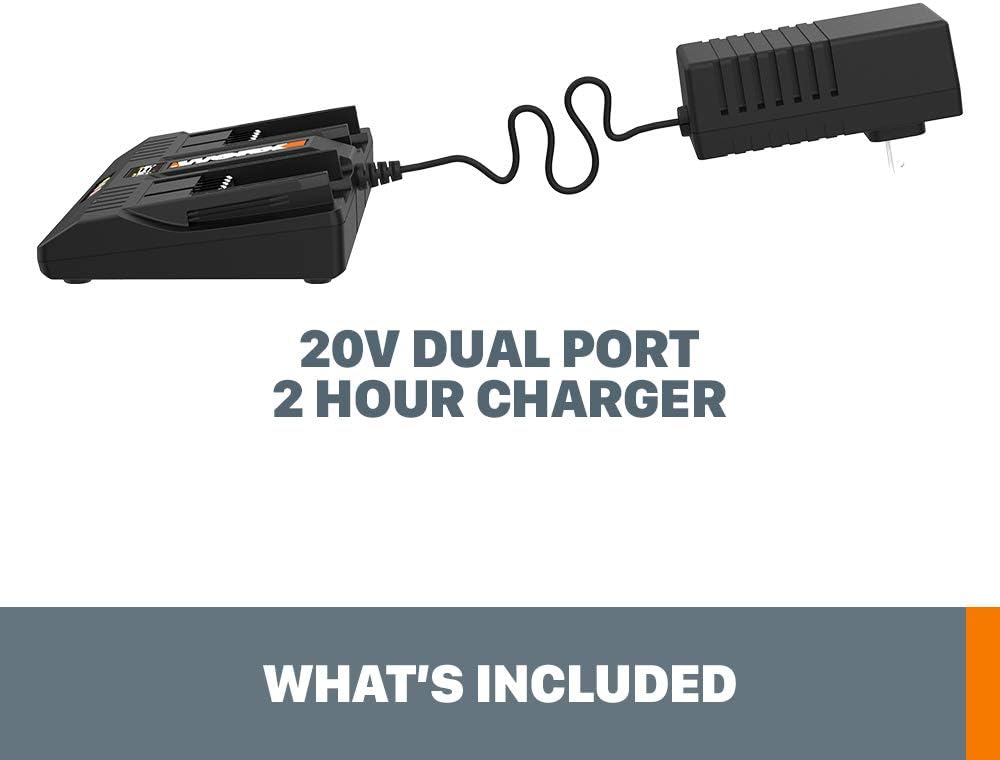 WORX WA3875 20V Li-ion Dual Port 2 Hour Charger : Garden & Outdoor