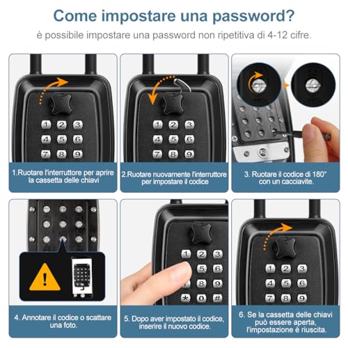 ENONEO Key Safe Large Key Safe Waterproof Key Safe with Code 12 Digit Key Box Combination for Home Factory Outdoor School