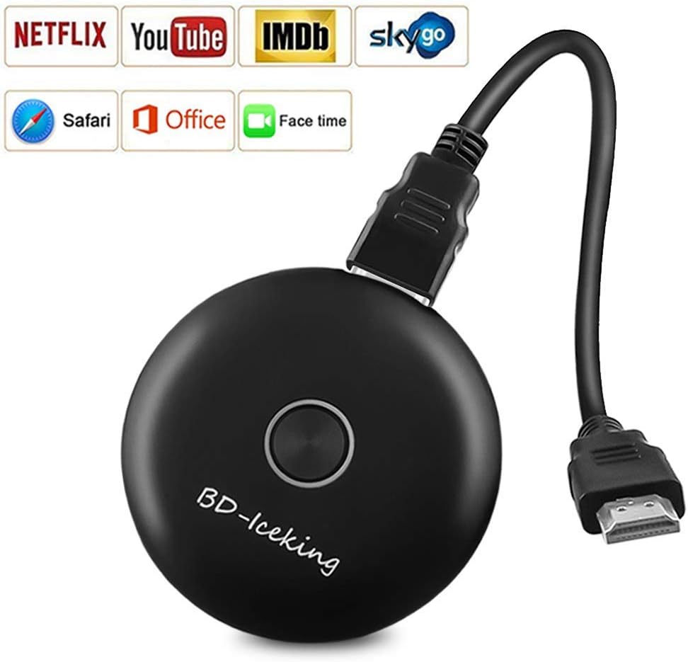 WiFi Display Dongle, Wireless Display 1080P Mini Receiver Sharing HD Video Support Miracast Airplay DLNA TV Stick for Android/Mac/iOS/Windows (Black)