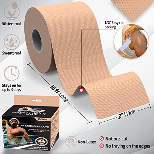 Physix Gear Kinesiology Tape Pro Waterproof Physio Sports Tape for