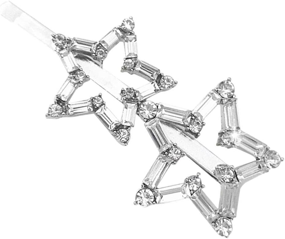 Fendiy Minimalist Metallic Glitter Silver Straight Bobby Pins,Women Girls Shimmer Rhinestone Hollow Out Jewelry Hair Clips