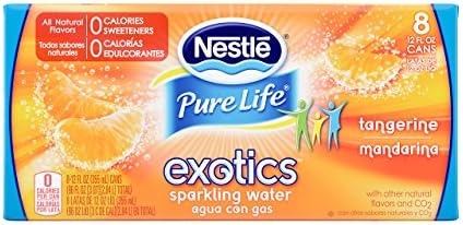NESTLE PURE LIFE EXOTICS Sparkling Water, Tangerine, 12-ounce cans (Pack of 8)