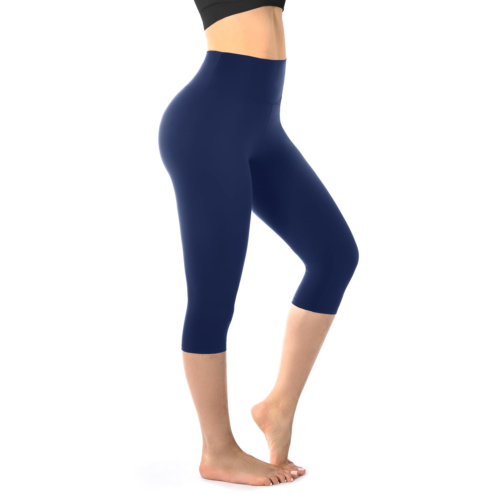 Photo 1 of Walifrey Capri Leggings for Women, Buttery Soft High Waisted Leggings for Gym Yoga Workout (Navy LXL)