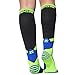 Zensah Standard Tech+ Compression Socks, Black/Yellow/Blue, Large (Men's 10-12.5, Women's 11.5-14)