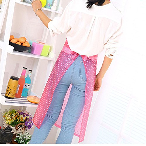 PVC Plastic Cooking Apron Wipeable Ladies Waterproof Kitchen Apron Oilproof Polythene Protective Bib by Yunhigh for Women Girls Chef Cook - Spot - Thumbnail 3