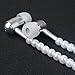 Necklace Ear phone, Pearl Beads Jewelry Headphone with Mic & Volume Control Stereo Noise Cancelling Headset (White)