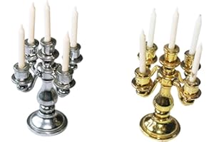 VICASKY Miniature Dollhouse Candle Holder Gold Mini Ornament for Dollhouse Accessories Decoration
