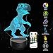 Dinosaur Night Light for Kids-3D Dinosaur Lamp 7 Colors Optical Illusion Touch & Remote Control with 2 Acrylic Flats Best Christmas Birthday New Year Gifts for Boys Girls Kids Baby (2 Dinosaurs)