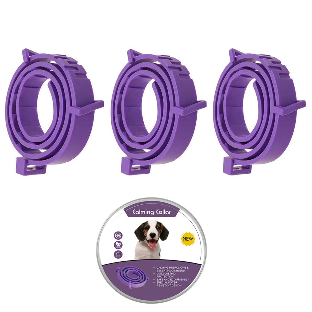 Calming Collar for Dogs and Cats, Anti Anxiety Collar with Adjustable Size,Natural Safe Waterproof Long Lasting Calming Effect Cat and Dog Anxiety Relief, Pack of 3 (Large)