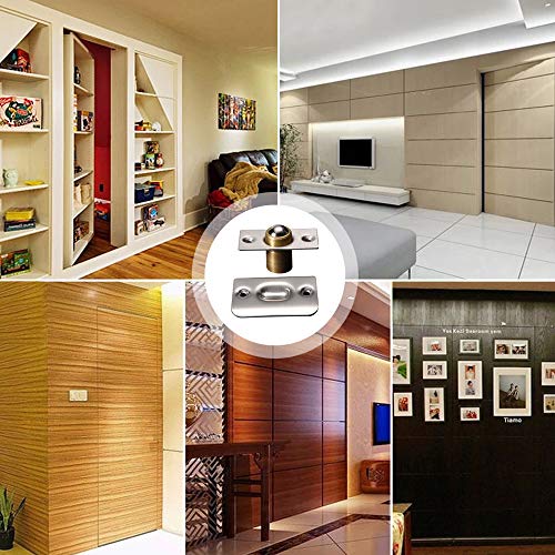 Mousike Cabinet/Closet Door Ball Catch,Stainless Steel Adjustable Ball Catch Door Hardware (Brushed Satin Finish 4 Pack)
