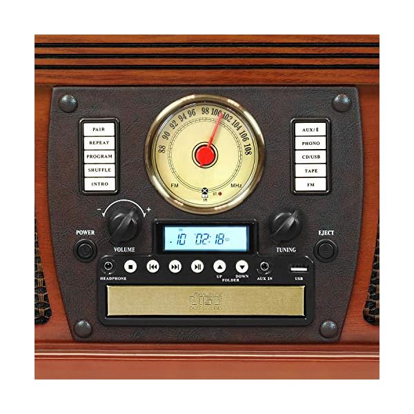 Tocadisco Victrola 8 en 1 Bluetooth CD Remoto 3 Velocidades - Imagen 4
