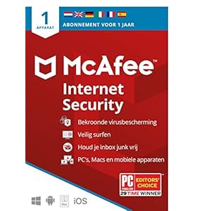 McAfee Internet Security 2022 | 1 apparaat | antivirusvirussoftware, internetbeveiliging | Windows/Mac/Android/iOS | 1…
