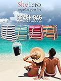 Beach Bag with 100% Waterproof Phone/Tablet Case, Cotton Rope Handles, Top Zipper, Extra Outside Pocket. Canvas Shoulder Beach Tote has Built-In Keyholder and Bottle Opener - L17