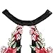 Gobought Women's Rose Embroidery Backless Lace Up Bodysuit Tops