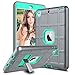 iPad Mini Case, iPad Mini 2 Case, iPad Mini Retina Case, Elegant Choise Heavy Duty Three Layer Armor Defender Protective Case Cover with Kickstand for iPad Mini 1/2/3 (Turquoise/Grey)
