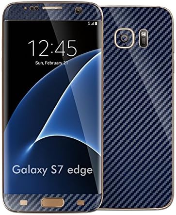 For Samsung Galaxy S7 EDGE Textured CARBON Fibre Wrap Sticker Decal Cover Protector Skin (NAVY BLUE)