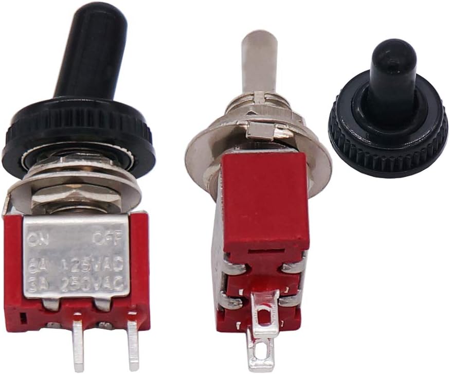 mxuteuk 10Pcs Mini Toggle Switch SPST 2 Position 2 Pins ON/OFF AC 125V 5A with Waterproof Cap MTS-101-10MZ - Image 4