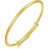 Eyixvan Gold Plated Adjustable Bangle Bracelet for Women, Simple Bangle Jewelry Gift for Valentines Day, Mothers Day, Birthday, Anniversary, Christmas Gift for Her