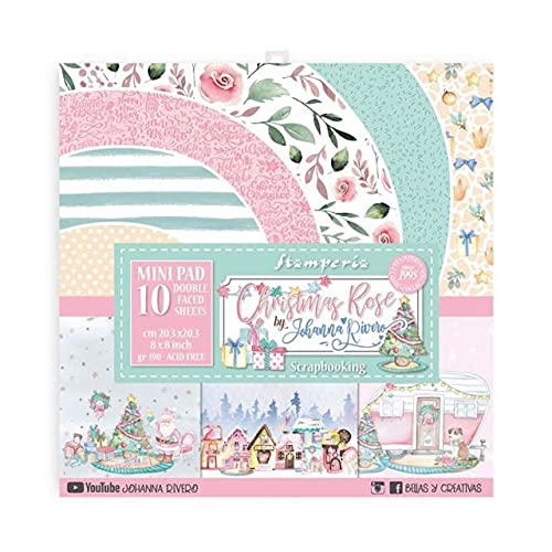 Stamperia International Stamperia-Mini Scrapbooking Pad-Double Sided-Christmas Rose, Multicoloured, 8 x 8 inches