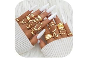 ITSSTARRED 15pcs Gold Chunky Rings Set for Women 14K Gold Plated Thick Dome Stackable Open Plain Band Rings Statement Trendy Rings Gift