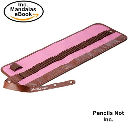 Colorarty Pink Elegant 48 Pencil Holder Colored Pencils Case/Bag with Bonus Mandalas e-Book. A Canvas Organizer &amp; Pencil Protector Perfect for Home Art &amp; Coloring Books, Travel &amp; School/Office Use